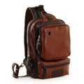 Leather men bag student backpack leisure - melvincucci