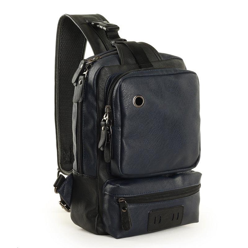 Leather men bag student backpack leisure - melvincucci