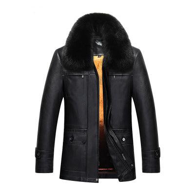 Leather men's short fur coats, daddy, mane, inner jacket, overcoat - melvincucci
