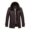 Leather men's short fur coats, daddy, mane, inner jacket, overcoat - melvincucci