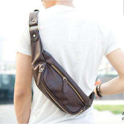 Leather men's small chest bag - melvincucci