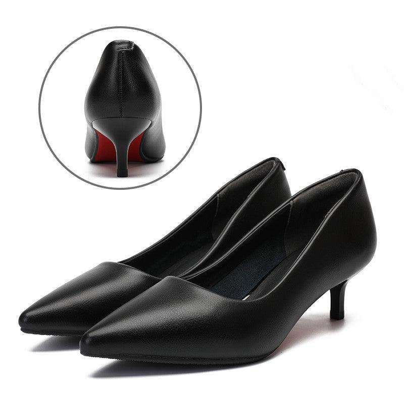 Leather Work Shoes Women Black - melvincucci