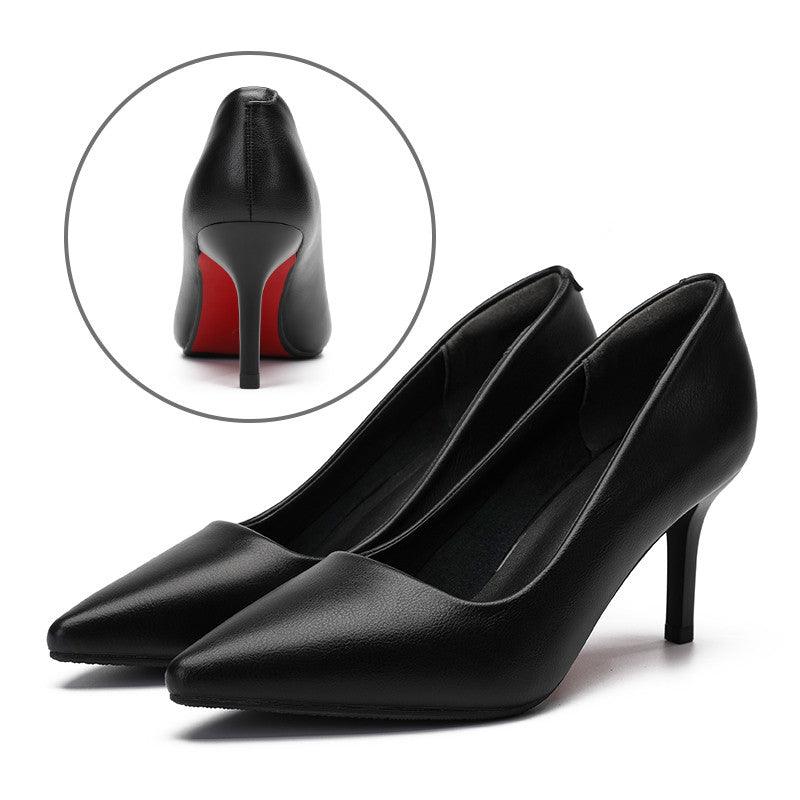 Leather Work Shoes Women Black - melvincucci