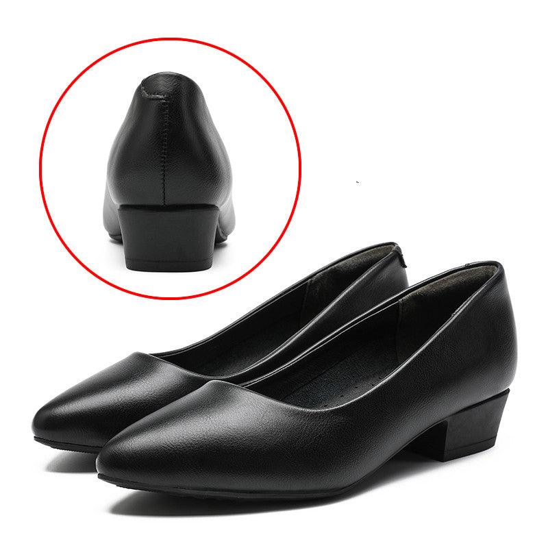 Leather Work Shoes Women Black - melvincucci