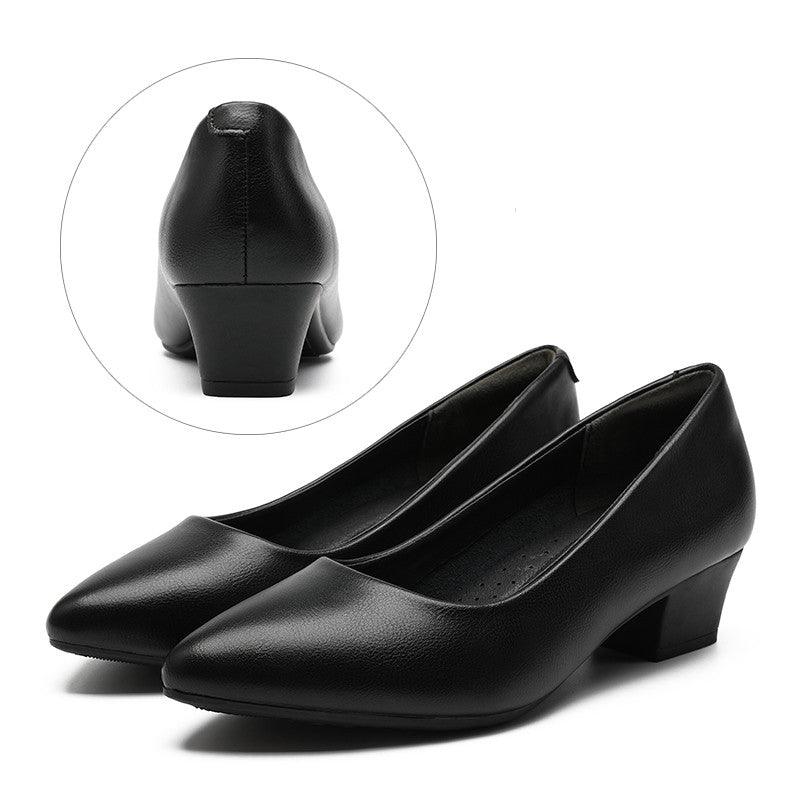 Leather Work Shoes Women Black - melvincucci