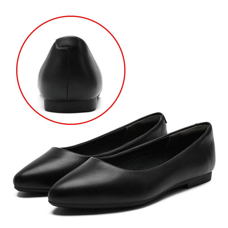 Leather Work Shoes Women Black - melvincucci