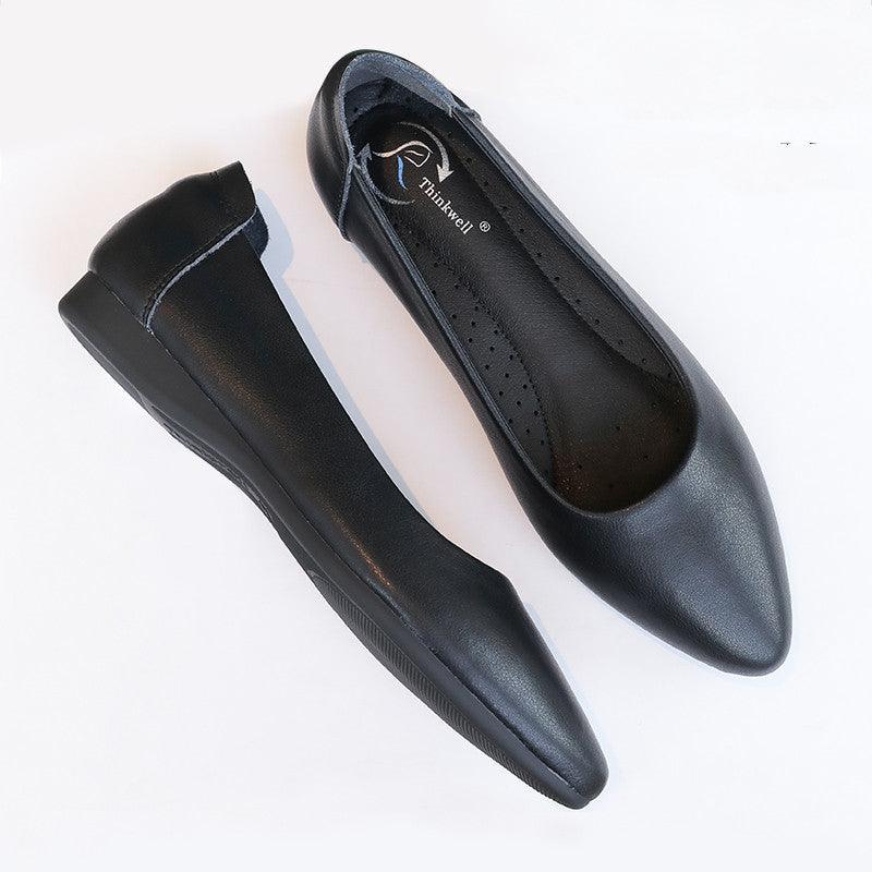 Leather Work Shoes Women Black - melvincucci