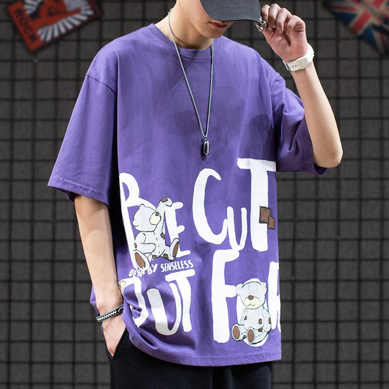 Letter Graffiti Bear Short-sleeved T-shirt Men - melvincucci