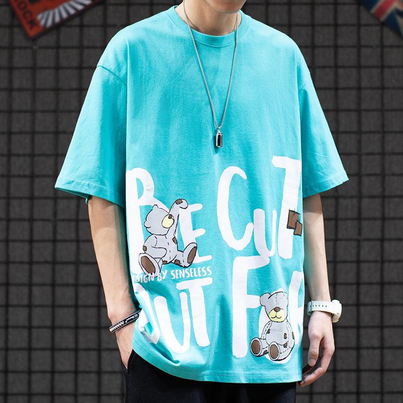 Letter Graffiti Bear Short-sleeved T-shirt Men - melvincucci