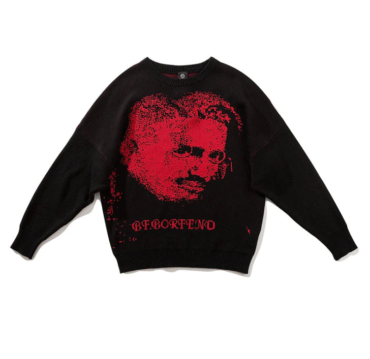 Letter hip hop long sleeve sweater knit top - melvincucci
