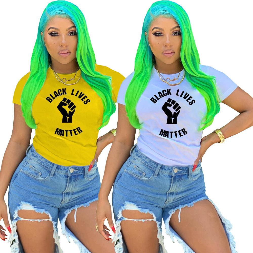 Letter print T-shirt top women - melvincucci