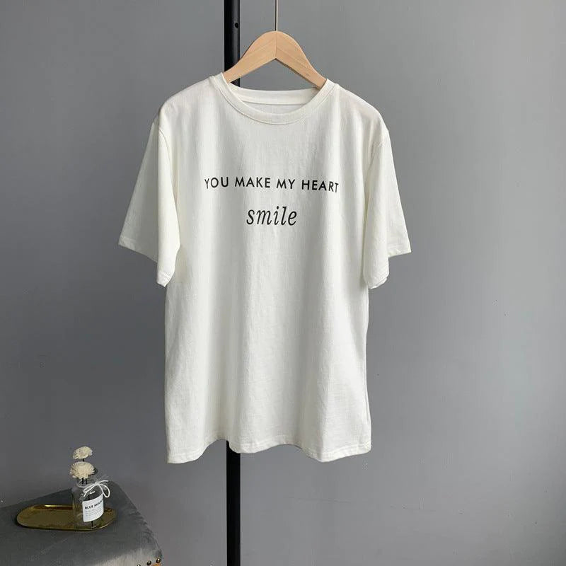 Letter printed T-shirt women white - melvincucci