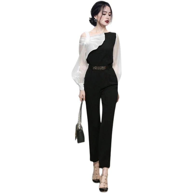Light And Luxurious Temperament Black And White Contrast Suit Women - melvincucci