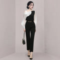 Light And Luxurious Temperament Black And White Contrast Suit Women - melvincucci