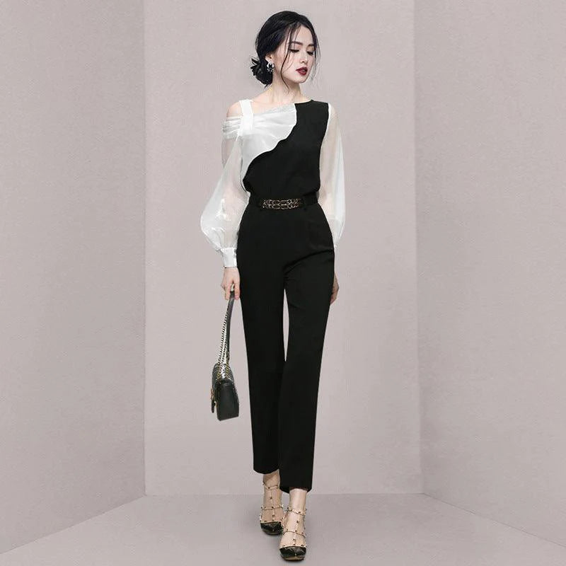 Light And Luxurious Temperament Black And White Contrast Suit Women - melvincucci