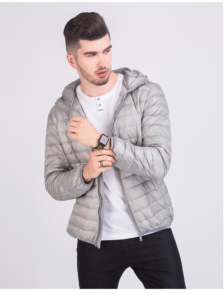 Lightweight Down Jacket Men With Hat Korean Version - melvincucci
