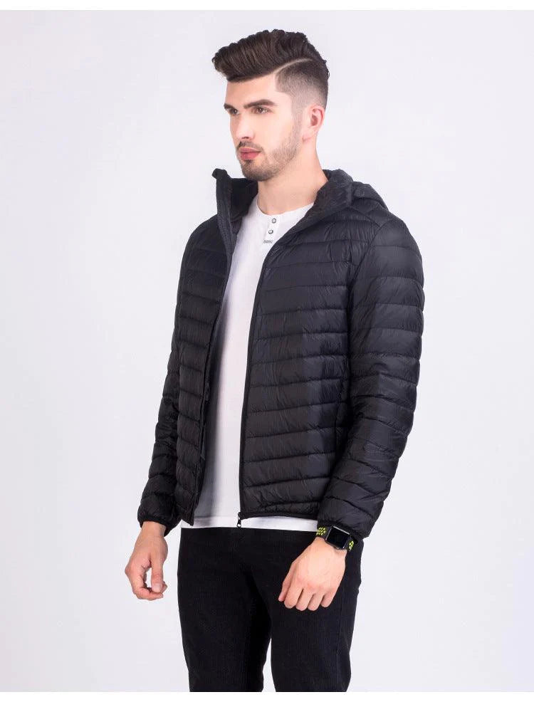 Lightweight Down Jacket Men With Hat Korean Version - melvincucci