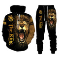 Lion Print Men Hooded Sweatshirt Set - melvincucci
