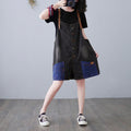 Literary Fan New Real Shot Stitching Denim Suspender Skirt Women - melvincucci