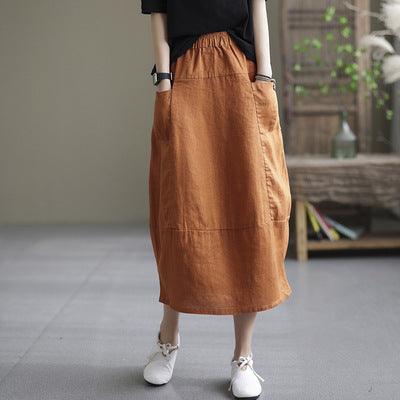 Literary Linen Skirt Casual Loose Large Size Retro Slim Skirt Women - melvincucci