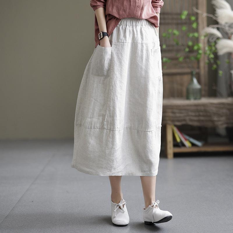Literary Linen Skirt Casual Loose Large Size Retro Slim Skirt Women - melvincucci