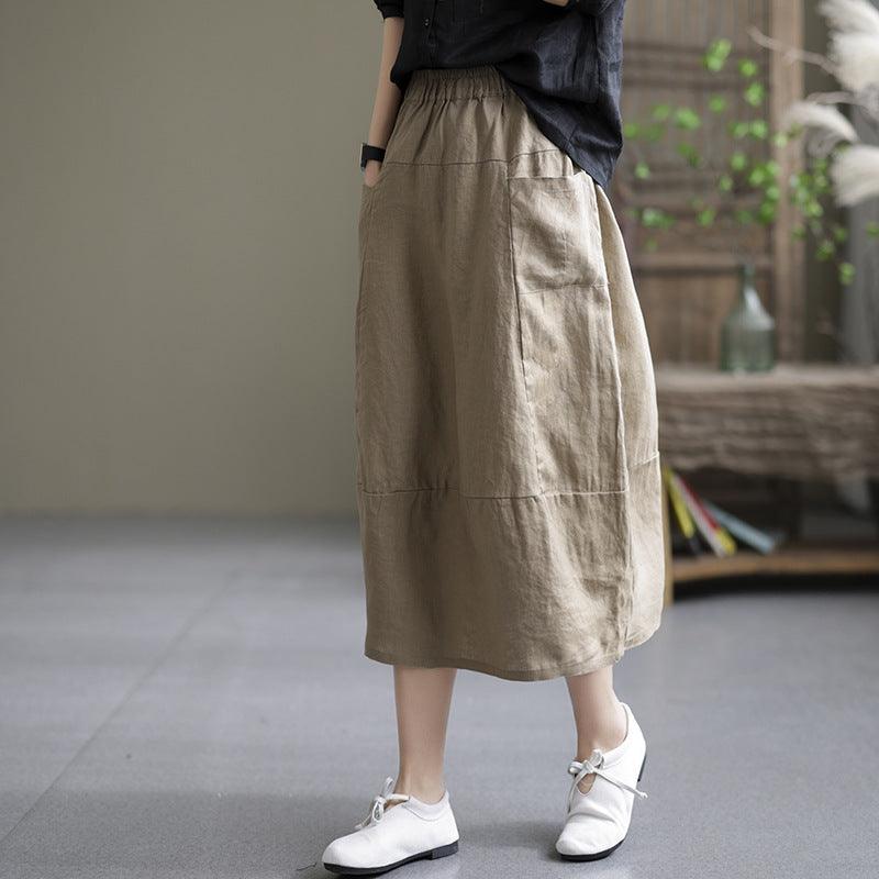 Literary Linen Skirt Casual Loose Large Size Retro Slim Skirt Women - melvincucci