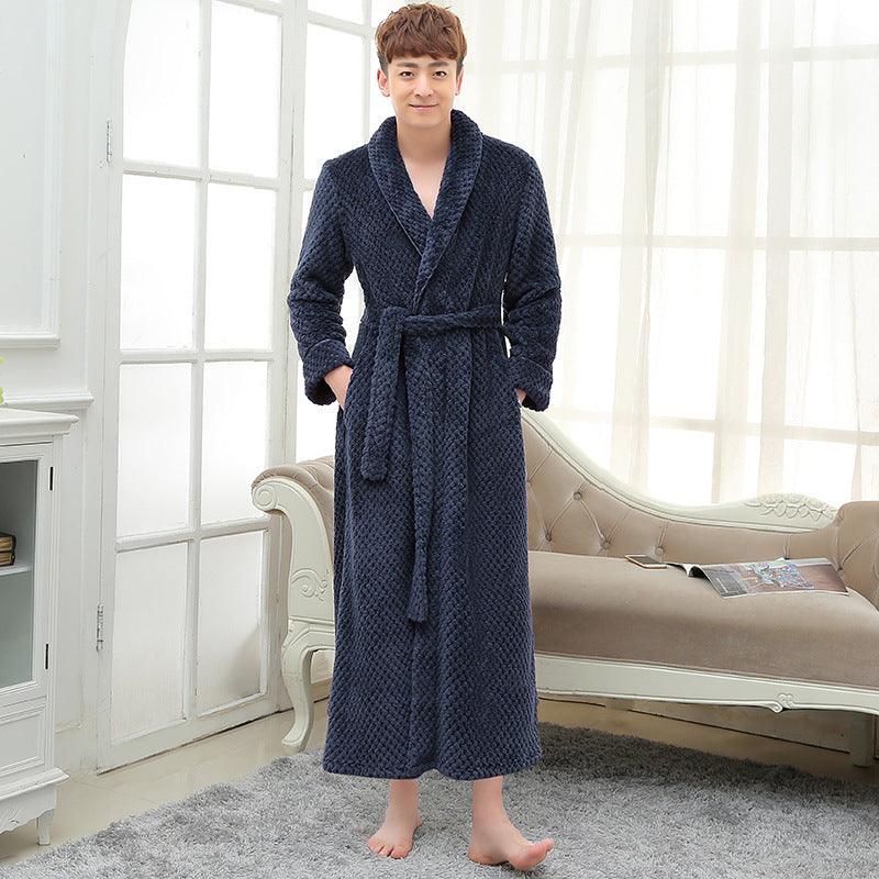Long Ladies Waist Jacquard Coral Velvet Bathrobe - melvincucci