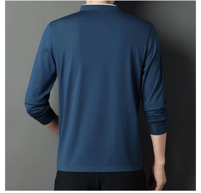 Long Sleeve T - Shirt Men Leisure Young Men Stand Collar Pull - melvincucci