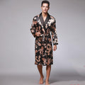 Long-Sleeved Nightgown, Printed Dragon Pattern, Long Bathrobe, Imitation Silk Home Service - melvincucci