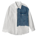 Longdaodao 2021 Spring New Denim Splicing Shirt Men''s Design - melvincucci