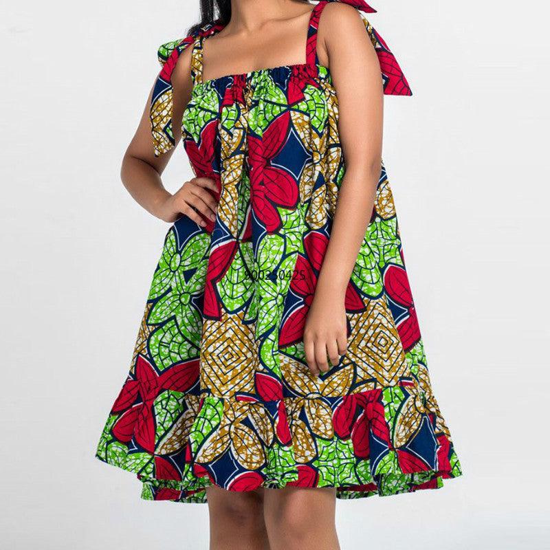 Loose Casual Dress With African Style Strap Strap Skirt - melvincucci