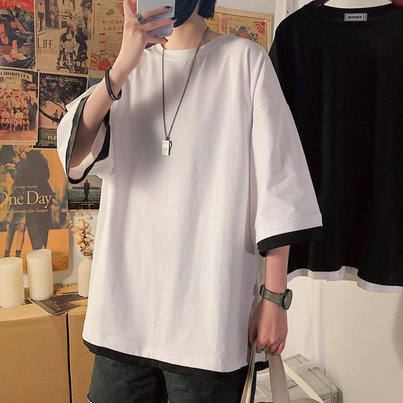 Loose Couple All-Match Round Neck Half Sleeve Top - melvincucci