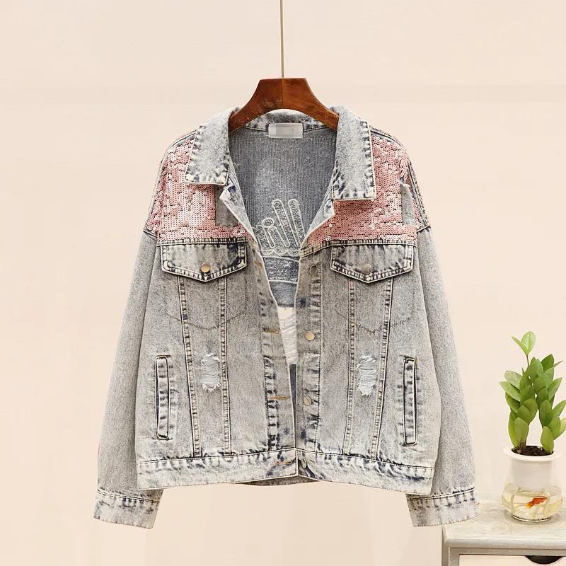 Loose Distressed Denim Jacket Women Jacket - melvincucci