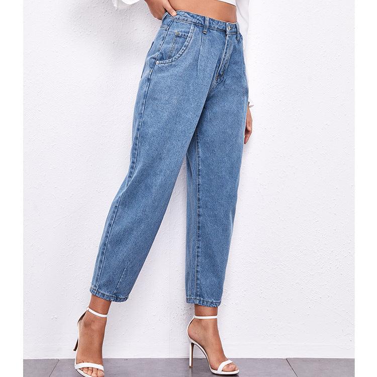 Loose High Waist Washed Daddy Pants Denim Trousers Women - melvincucci