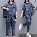 Loose Plus Size Distressed Denim Harem Pants Two-piece Women - melvincucci