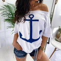 Loose Shoulder Bat Shirt Printed T-Shirt Women - melvincucci