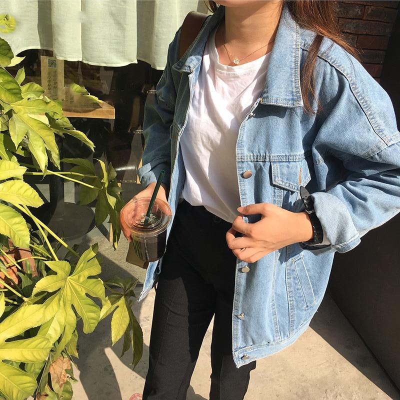 Loose student bf style denim jacket women - melvincucci