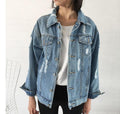Loose Wash Water Frayed Denim Jacket Women Look Thin Women - melvincucci