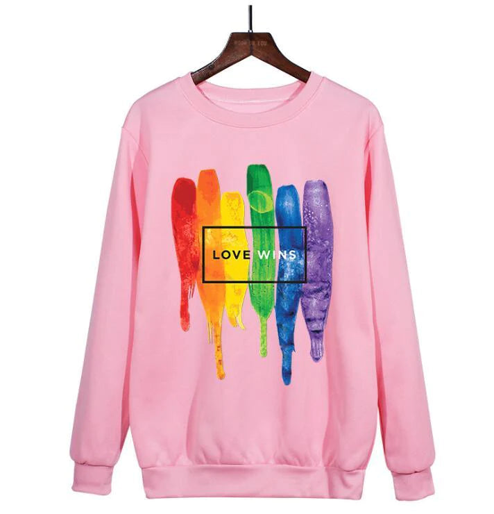 Love Wins Women Pride Lgbt Lesbian Rainbow Sweatshirt - melvincucci