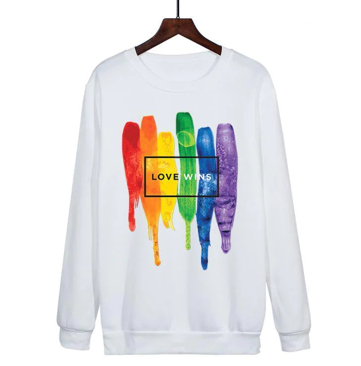 Love Wins Women Pride Lgbt Lesbian Rainbow Sweatshirt - melvincucci