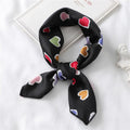 Lovely Heart Print Small Silk Scarf for Hair Tie Women Square Neck Scarves Foulard Female Bag Skinny Band Neckerchief Bandana - melvincucci