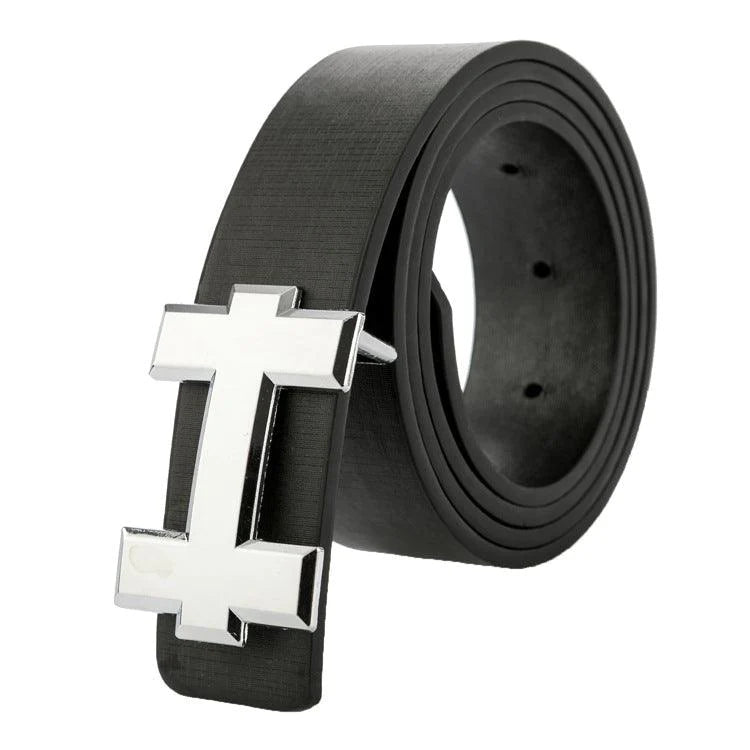 Luxury Designer H Brand Designer Belts Men High Quality Male PU Leather Women Belt Buckle Strap for Jeans Black size 110cm - melvincucci