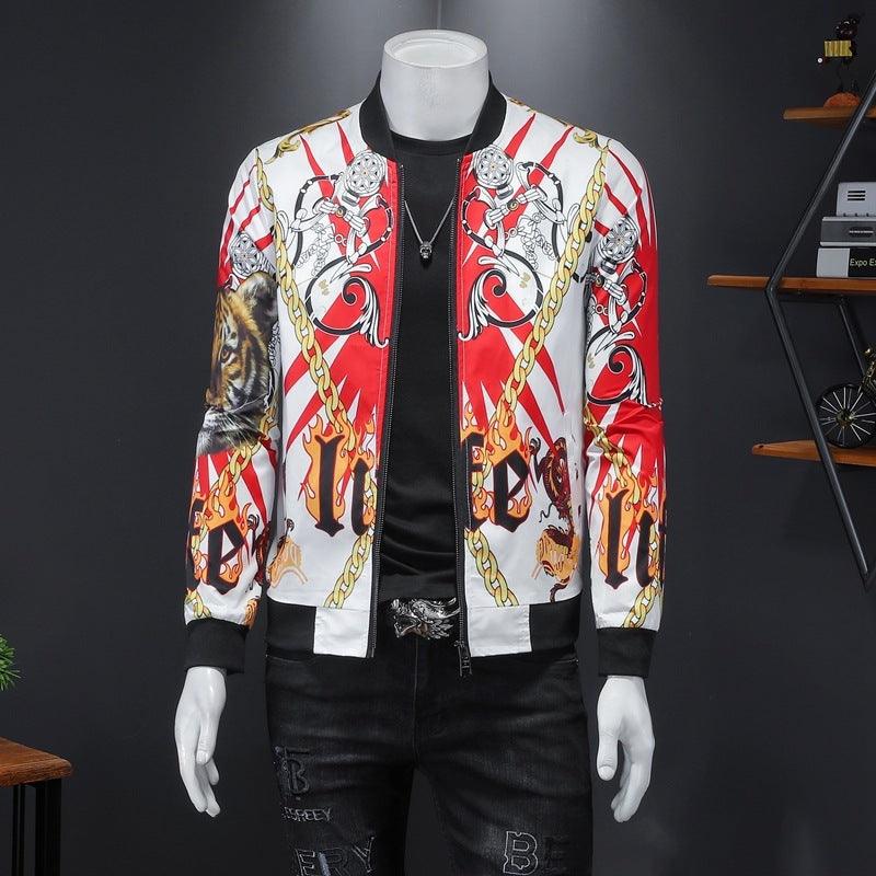 Luxury Gold Print Bomber Jacket Men Streetwear Social Men - melvincucci