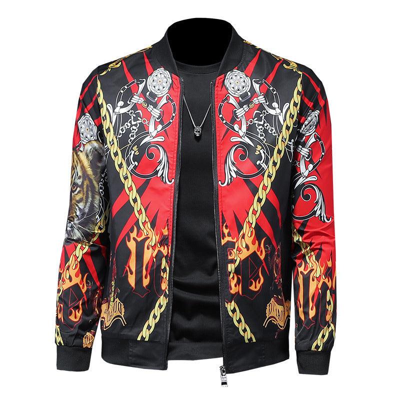 Luxury Gold Print Bomber Jacket Men Streetwear Social Men - melvincucci