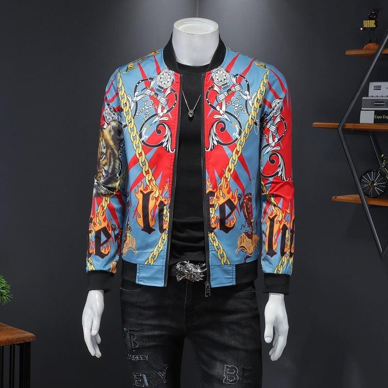 Luxury Gold Print Bomber Jacket Men Streetwear Social Men - melvincucci