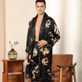 Luxury Silk Robe Pants Pajama Set Two-piece Imitate Silk Long-sleeved Pajamas Large Size Bathrobes Robe Sets For Men Clothing - melvincucci