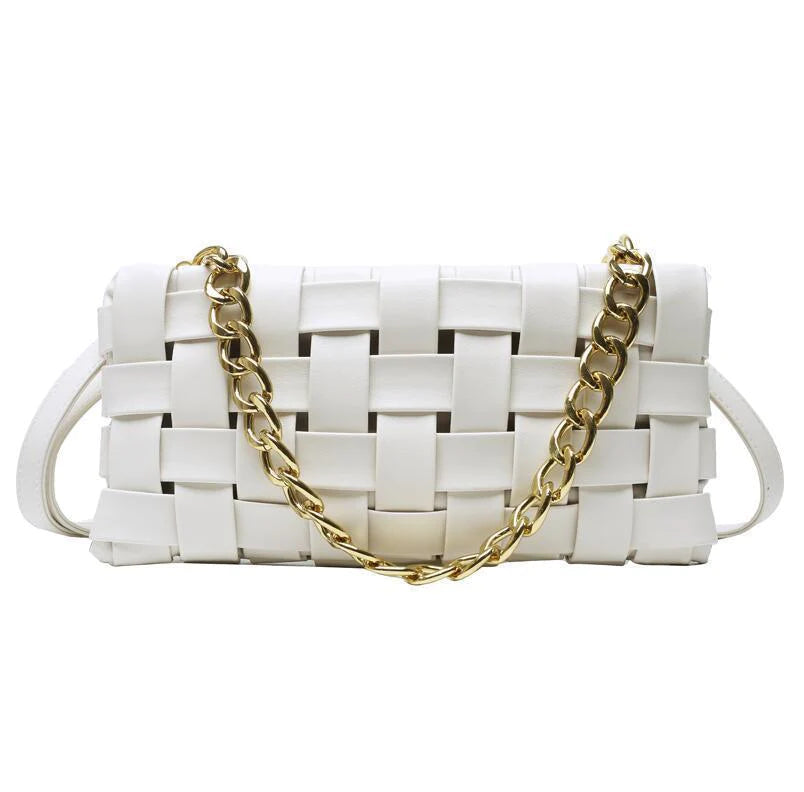Luxury Weave Women Bags Top Quality Pu Leather Lady Shoulder - melvincucci
