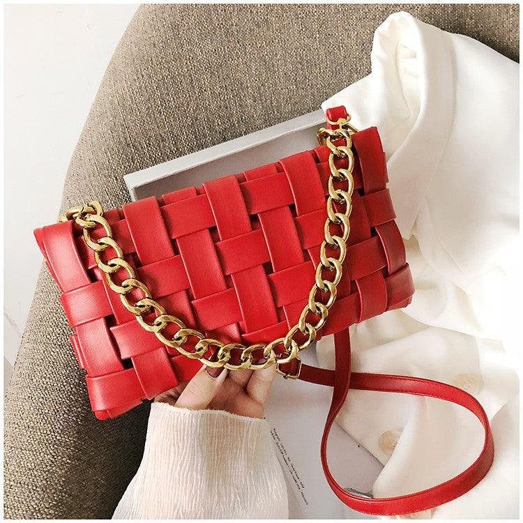 Luxury Weave Women Bags Top Quality Pu Leather Lady Shoulder - melvincucci