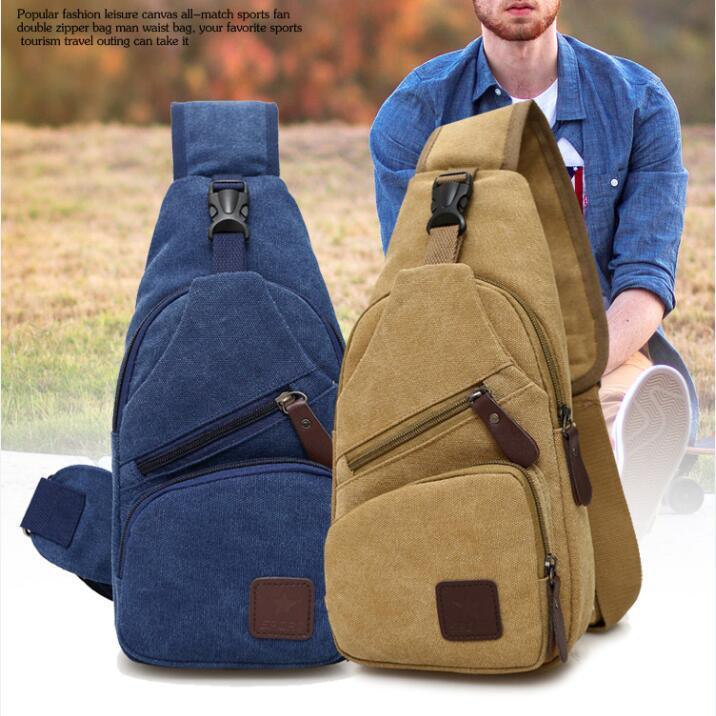Manufacturers selling new canvas bag chest casual Shoulder Messenger Bag chest bag men tide Bag Small Backpack Bag - melvincucci