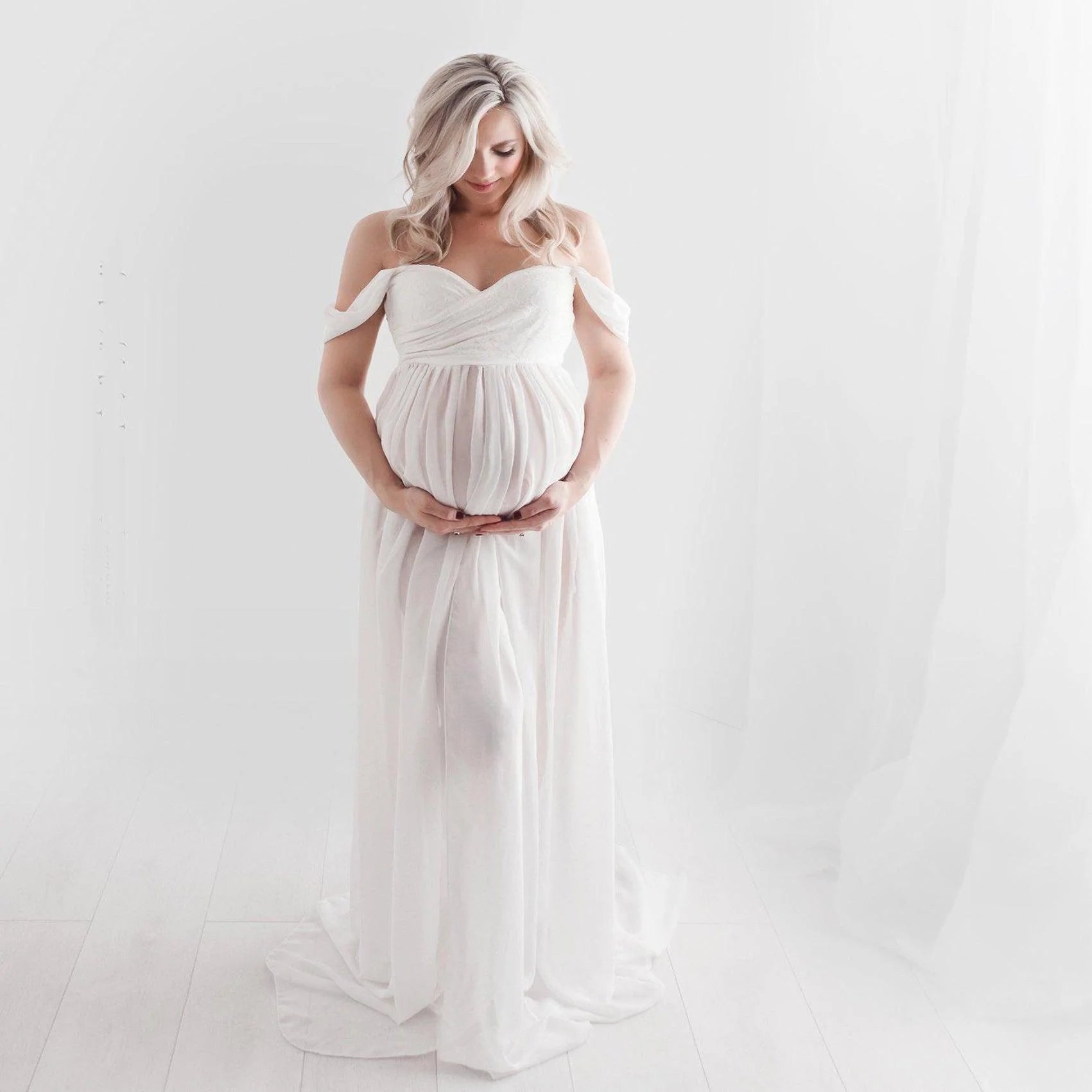 Maternity Photo Dress Front  Mopping Foor Long Skirt Dress - melvincucci